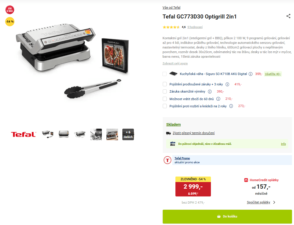 Kontaktní gril Tefal 30x20cm